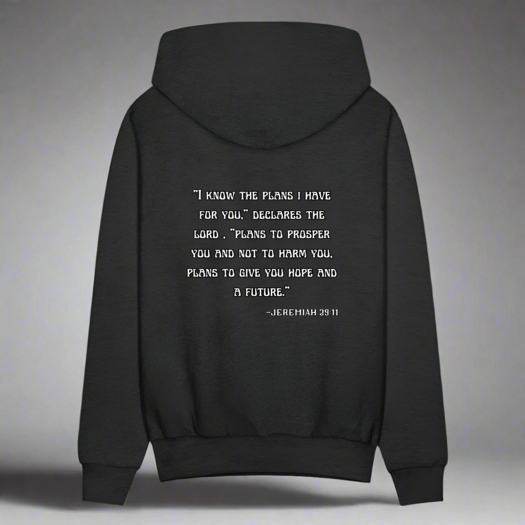 'I know the plans' Charcoal Gray Hoodie Thrive Collection - charcoal grey