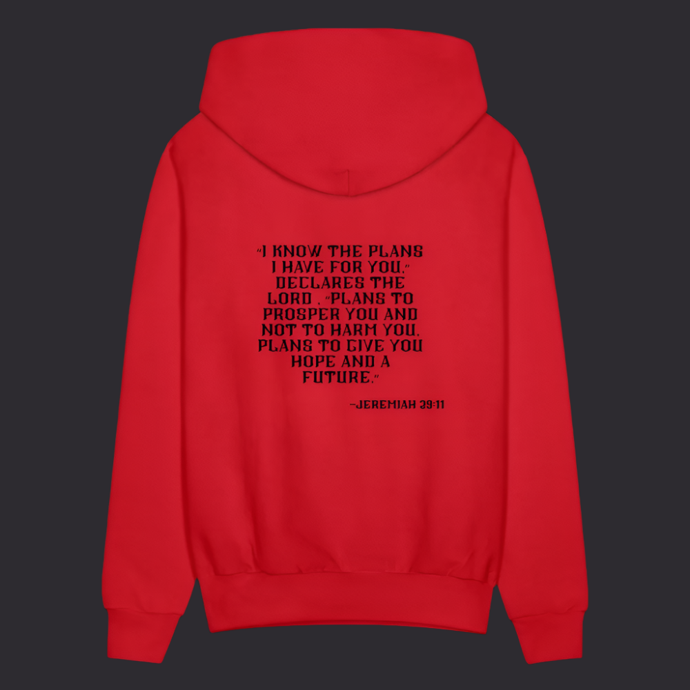 'I know the plans' Classic Red Hoodie Thrive Collection - red