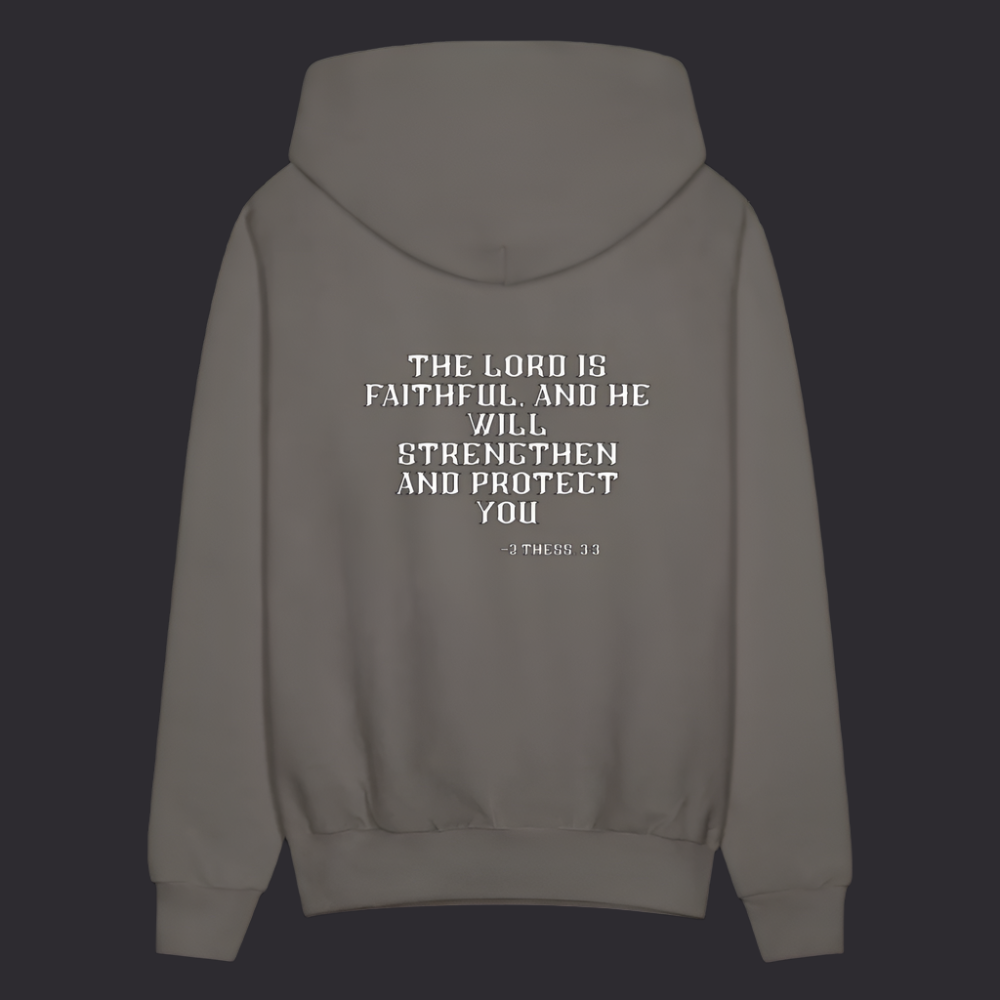 'The Lord Is Faithful' Asphalt Gray Hoodie Survive Collection - asphalt gray