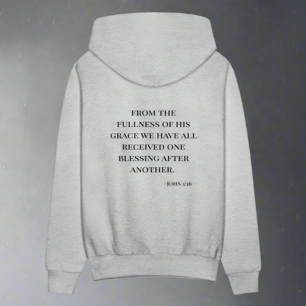 'Fullness of his Grace' Classic Gray Hoodie Thrive Collection - heather gray