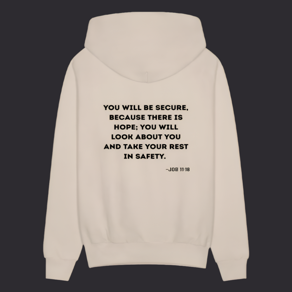 'You will be secure' Sand Color Hoodie Strive Collection - Sand