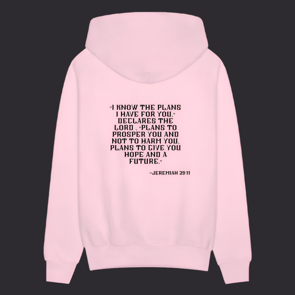 'I know the plans' Pink Hoodie Thrive Collection - pale pink