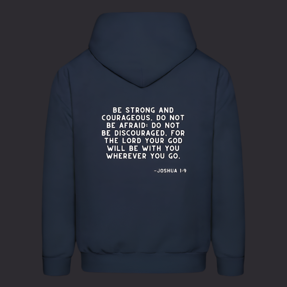 'Be Strong and Courageous' Navy Blue Hoodie Strive Collection - navy