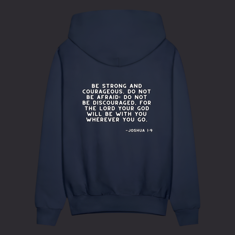 'Be Strong and Courageous' Navy Blue Hoodie Strive Collection - navy