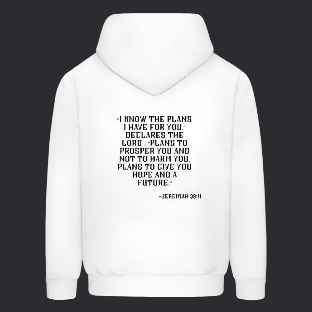'I know the plans' Classic White Hoodie Thrive Collection - white