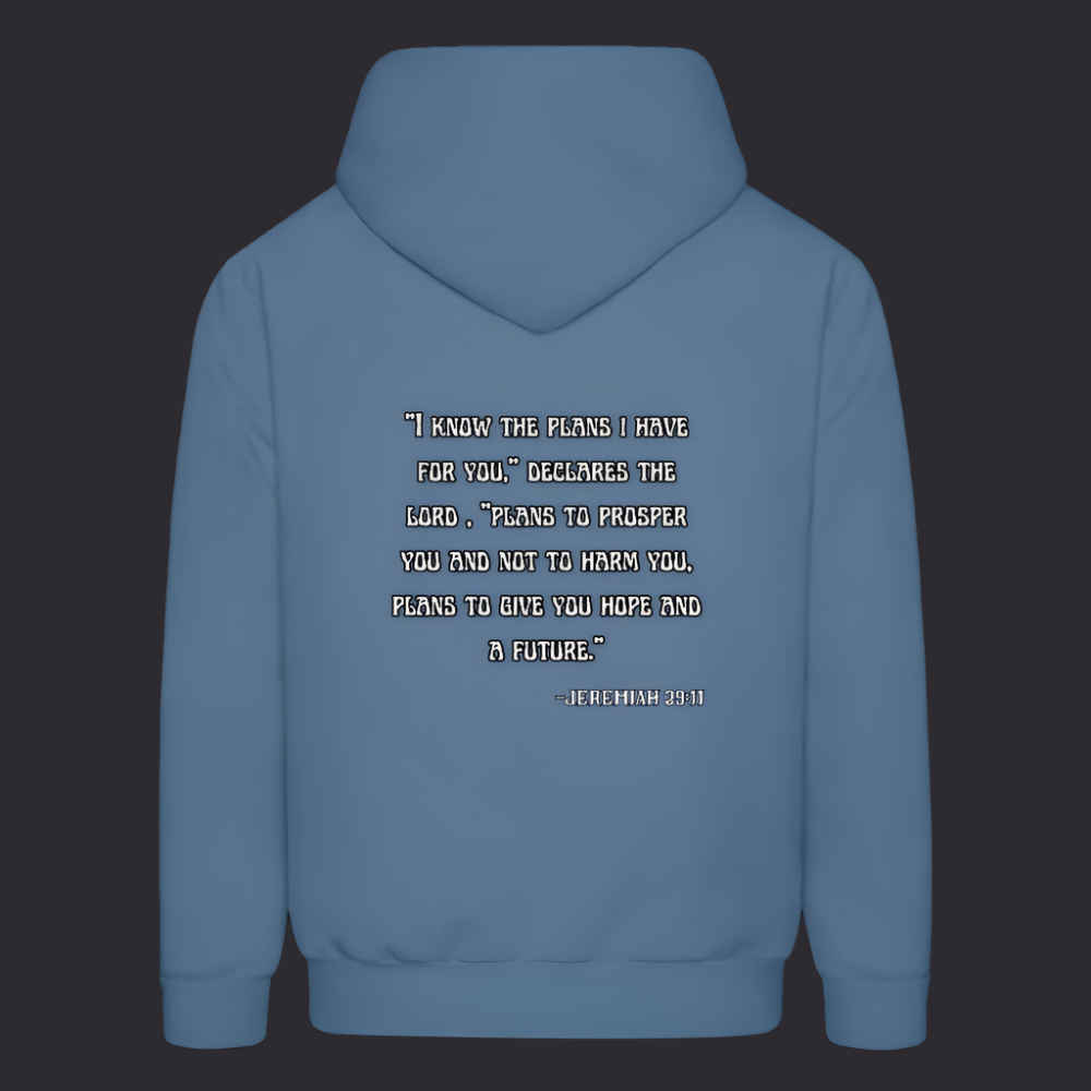 'I know the plans' Denim Blue Hoodie Thrive Collection - denim blue