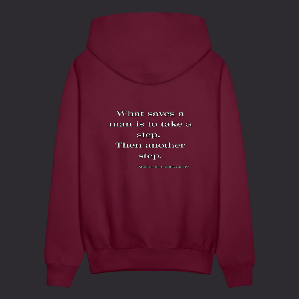 'What saves a man' Burgundy Hoodie Survive Collection - burgundy