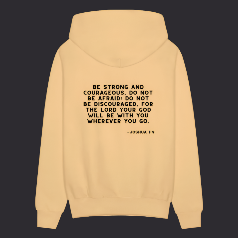 'Be Strong and Courageous' Classic White Hoodie Strive Collection - light gold 