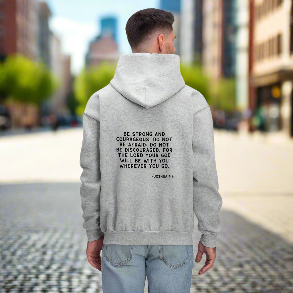 'Be Strong and Courageous' Classic Gray Hoodie Strive Collection - heather gray